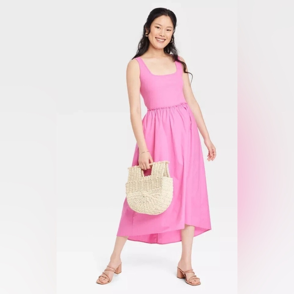 A New Day Pink Asymmetrical Sundress Sleeveless Scoop Neck